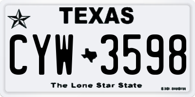TX license plate CYW3598
