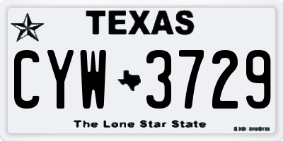 TX license plate CYW3729