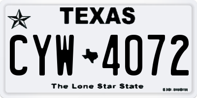 TX license plate CYW4072