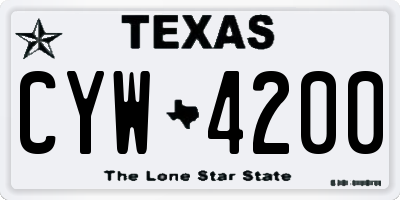 TX license plate CYW4200