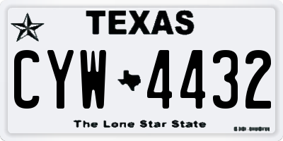 TX license plate CYW4432