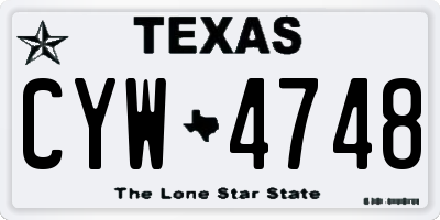 TX license plate CYW4748