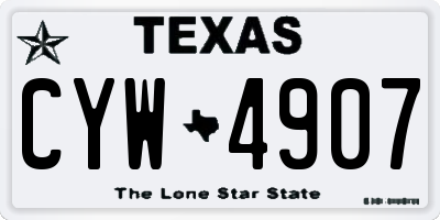 TX license plate CYW4907