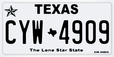 TX license plate CYW4909