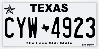TX license plate CYW4923