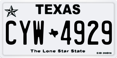 TX license plate CYW4929