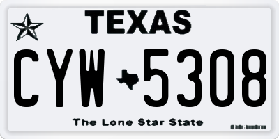TX license plate CYW5308