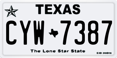 TX license plate CYW7387