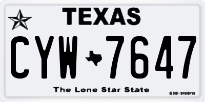 TX license plate CYW7647