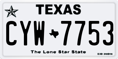 TX license plate CYW7753