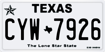TX license plate CYW7926