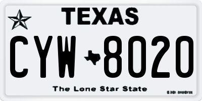 TX license plate CYW8020