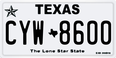 TX license plate CYW8600