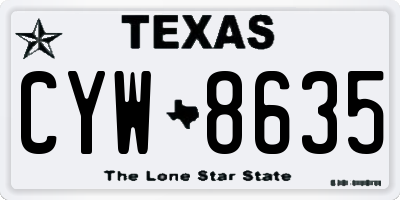TX license plate CYW8635