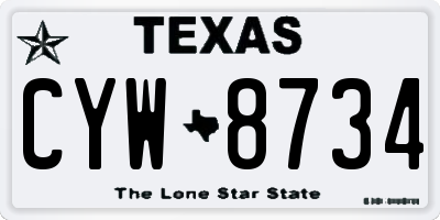 TX license plate CYW8734