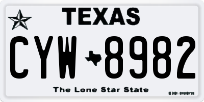 TX license plate CYW8982