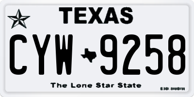 TX license plate CYW9258