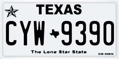 TX license plate CYW9390