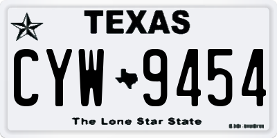 TX license plate CYW9454