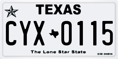 TX license plate CYX0115