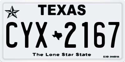 TX license plate CYX2167