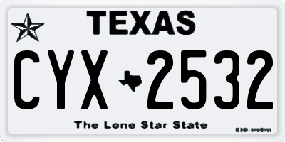 TX license plate CYX2532