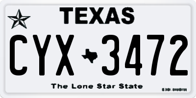 TX license plate CYX3472