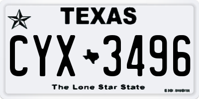 TX license plate CYX3496