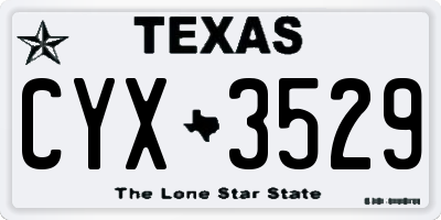 TX license plate CYX3529