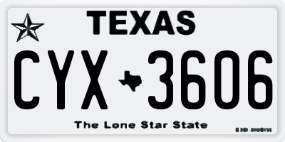 TX license plate CYX3606