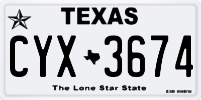 TX license plate CYX3674