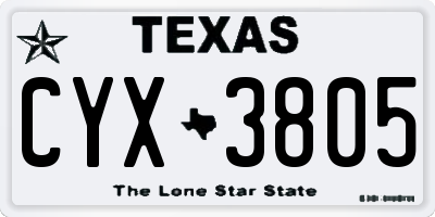 TX license plate CYX3805