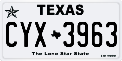 TX license plate CYX3963