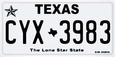 TX license plate CYX3983