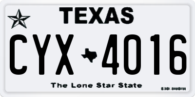 TX license plate CYX4016