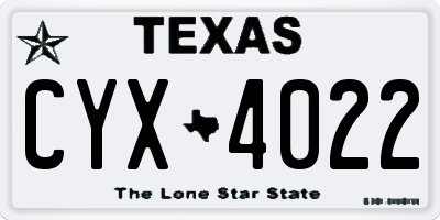 TX license plate CYX4022