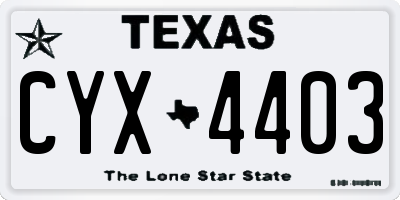 TX license plate CYX4403
