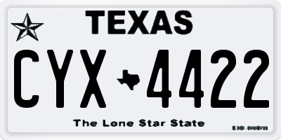 TX license plate CYX4422