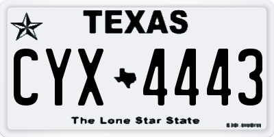 TX license plate CYX4443