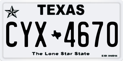TX license plate CYX4670