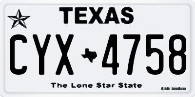TX license plate CYX4758