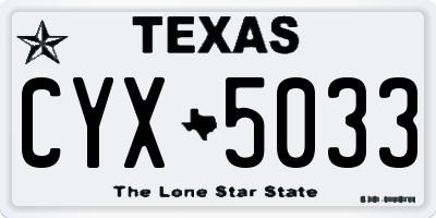 TX license plate CYX5033