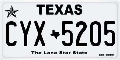 TX license plate CYX5205
