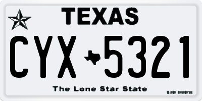 TX license plate CYX5321