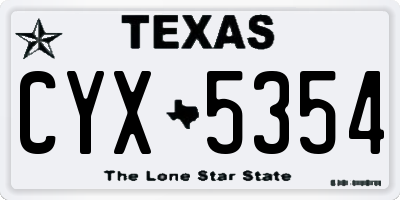 TX license plate CYX5354