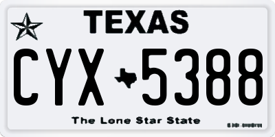 TX license plate CYX5388