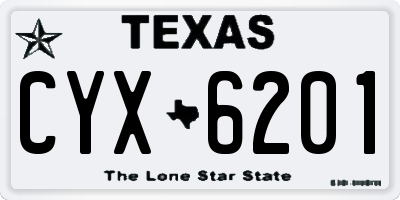 TX license plate CYX6201