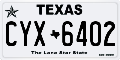 TX license plate CYX6402