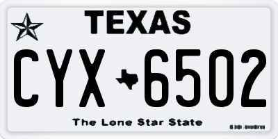 TX license plate CYX6502