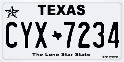TX license plate CYX7234